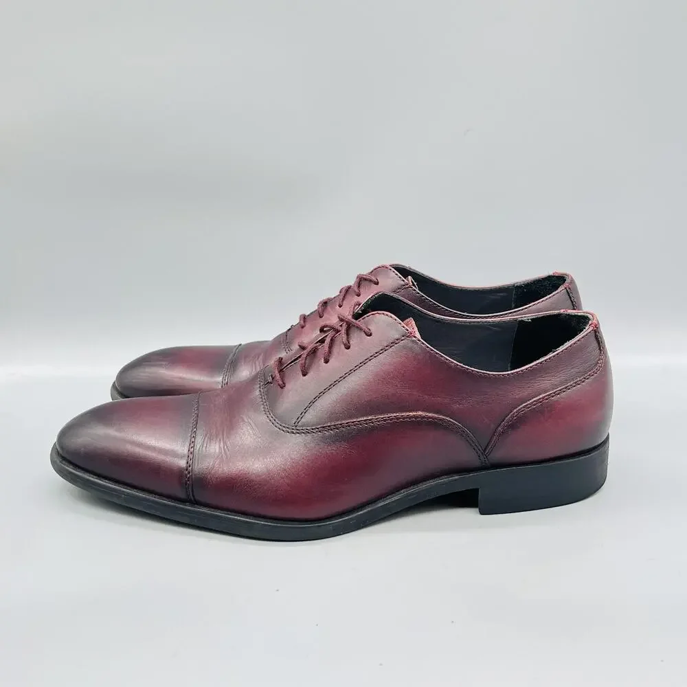 Nordstrom Shoes Mens 12 Red Leather Ortholite Cap Toe Oxford Dress Comfort